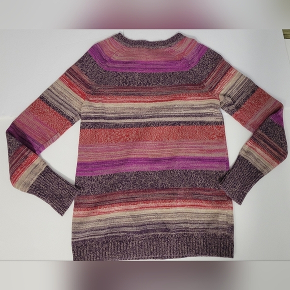 Eddie Bauer Colorful Striped Knitted Rounded Neckline Long Sleeve Sweater - Picture 2 of 7